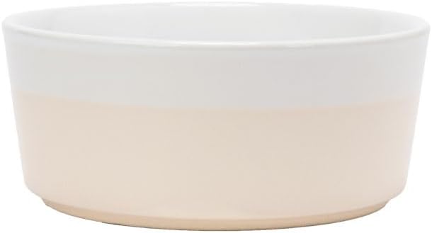 Waggo Dipper Ceramic Dog Bowl for Small and Large Breeds - Heavyweight and Durable Pet Food and Water Dish Crock, Dishwasher Safe, Modern (Large, Buttercream)