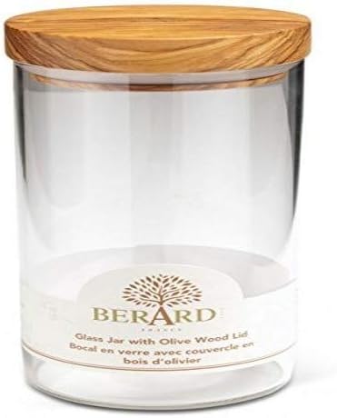 Berard Glass Storage Jar with Olive Wood Lid, 30-Ounce
