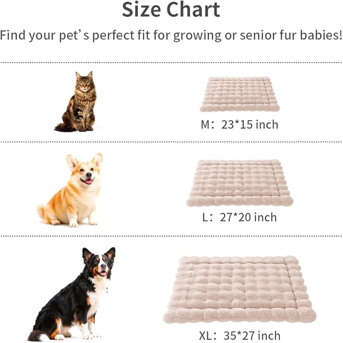 Self-Warming Cat Bed, Plush Faux Fur Pet Bed Mat with Anti-Slip Bottom, Ultra Soft Heated Pad for Cats & Kittens, Cozy Fluffy Bed for Window & Sills Couches, Machine Washable, 23x15 Inch White