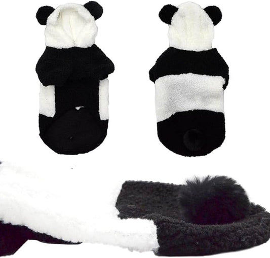 Adorable Plush Panda Pet Costume - Soft & Warm with Removable Pom-Pom Tail – Perfect for Easter, Halloween, and Everyday Wear