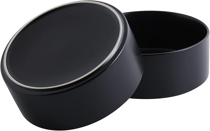 Black Raised/Elevated Ceramic Dog Bowl for Medium Large Sized Breeds,Dog Food Water Bowl with Stand,8 in 7.6 Cups Non Slip Heavy Weighted