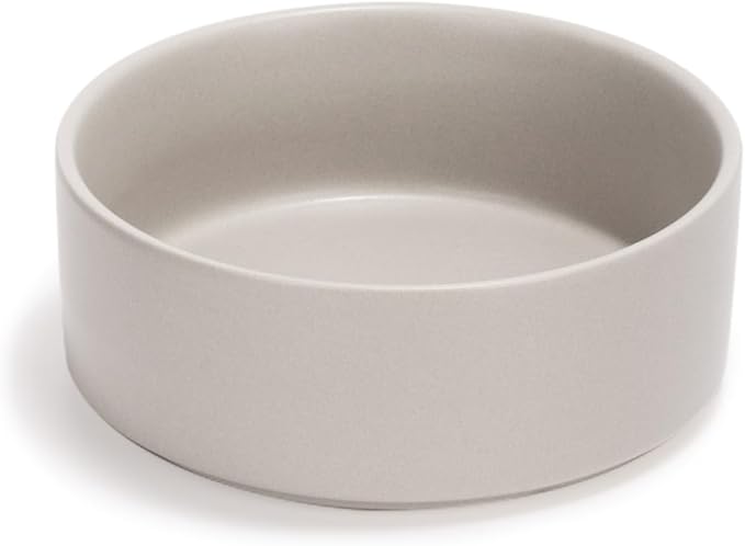 SPUNKYJUNKY 13.5OZ Ceramic Dog and Cat Bowl, Modern Cute Weighted Food Water Bowl for Replacement Grey (2 Pack)