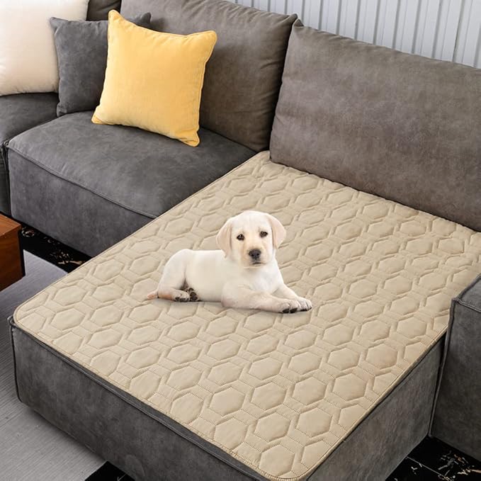 Waterproof and Non-Slip Dog Bed Cover and Pet Blanket Sofa Pet Bed Mat ,car Incontinence Mattress Protectors Furniture Couch Cover for Most Cats Dogs,Pets(52x82-Beige)