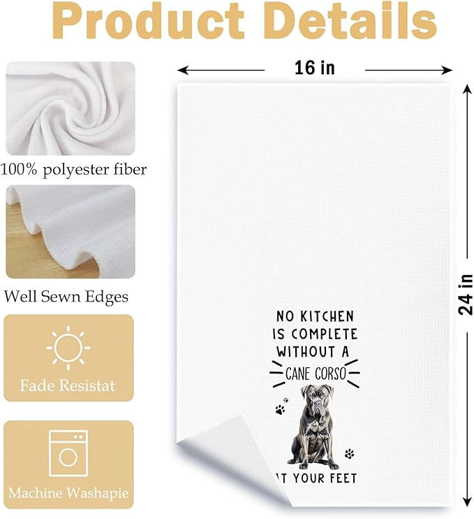 Funny Cane Corso Hand Towels for Kitchen Home Bathroom Decor, A Kitchen is Not Complete Without A Cane Corso Dish Towel, Dog Lovers Gift, 16×24 Inch