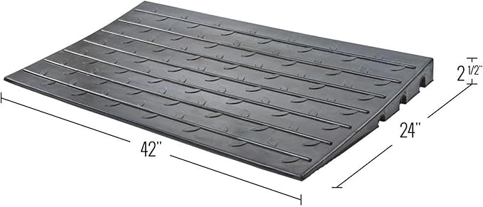Silver Spring Threshold Ramp, Solid Rubber 2.5" Maximum Riser with 3 Channels, Black