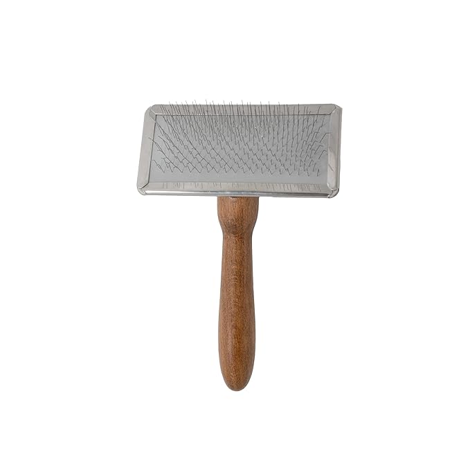 Tauro Pro Line Wooden Brush for Dogs & Cats, Deshedding, Dematting & Detangling Grooming Tool for All Coat Types, Gentle Massage with Rounded Tip Pins, Flexible Cushion, Natural, Small Size (S)
