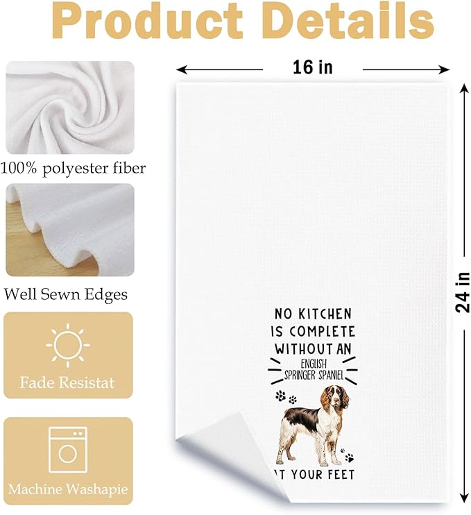 Funny English Springer Spaniel Hand Towels for Kitchen Home Bathroom Decor, A Kitchen is Not Complete Without an English Springer Spaniel Dish Towel, Dog Lovers Gift, 16×24 Inch