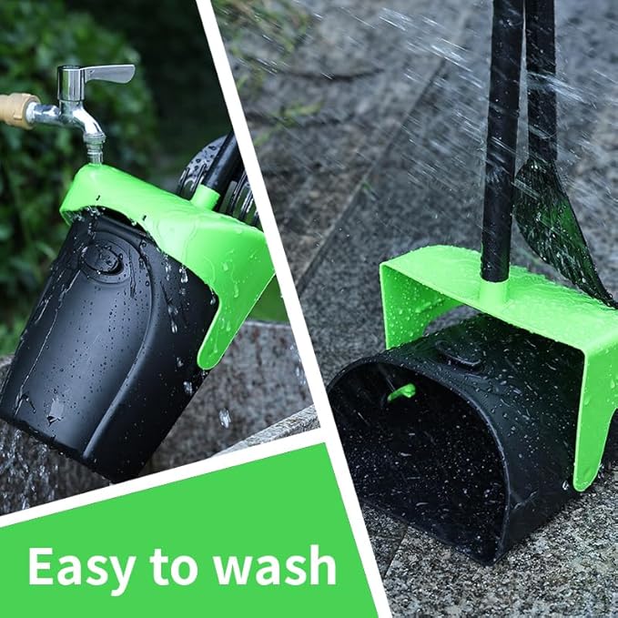 Pooper Scooper Large Swivel Bin & Rake with 160 Waste Bags,Heavy Duty Dog Pooper Scooper with Bag Attachment for Dogs, Long Handle Poop Scooper with Lid for Yard, Grass, Gravel(Green)