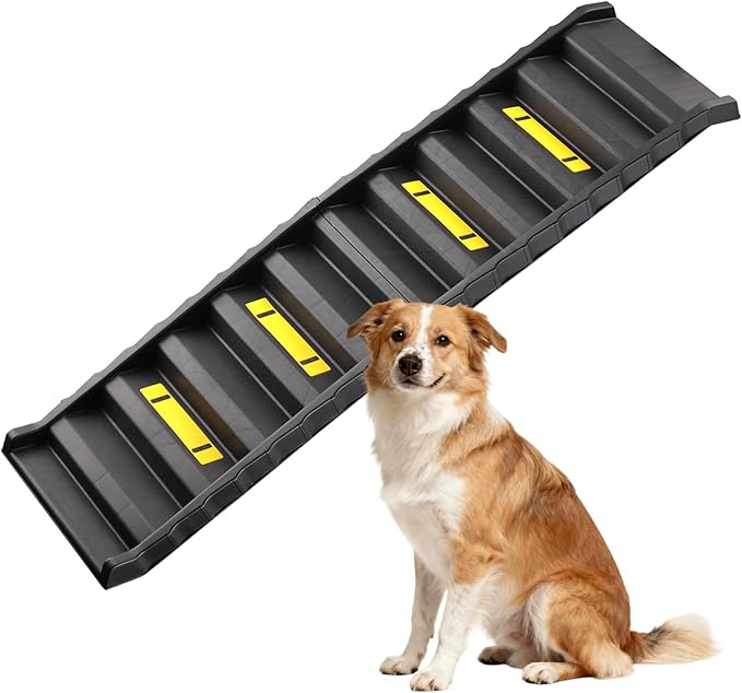 Foldable Dog Stepped Ramp for Car Non-Slip Dog Ramp for Medium and Large Dogs up to 165lbs, 61"x 16" Car Ramp -Lightweight, Portable & Modern