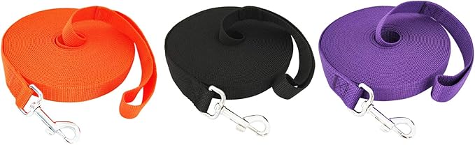 SALO Nylon Training Dog Leash for Small Medium Large Dogs, 1 Inch Wide, 20ft 30ft 40ft 50ft Long Leash Dog/Puppy Lead for Obedience Recall Training, Camping, or Backyard (50 Foot, Black)