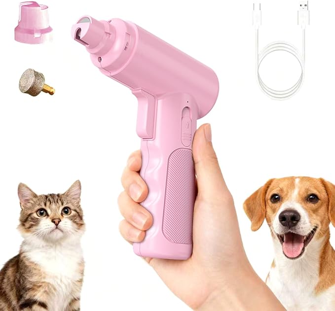 Electric Dog Nail Grinder - Super Quiet Low Vib with 2 LED Lights | USB Rechargeable Plug-in 3 Speeds | FCC Compliant | Painless Grooming for S/M/L Dogs & Cats