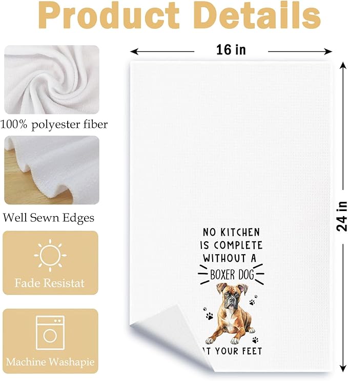 Funny Boxer Dog Hand Towels for Kitchen Home Bathroom Decor, A Kitchen is Not Complete Without A Boxer Dish Towel, Dog Lovers Gift, 16×24 Inch