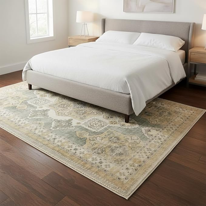 Muddy Mat짰 Monarch 5ft x 7ft Washable Area Rugs for Living Room, Bedroom & Dining Room ??Modern Soft Low Pile Non Slip Carpet ??Pet Friendly Waterproof Foldable Rugs for Home