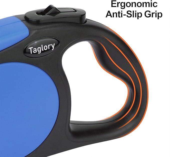 Taglory Retractable Dog Leash, 16ft No Tangle Leash Retractable for Medium and Large Dogs Up to 100 lbs, One-Handed Brake, Pause, Lock, Blue