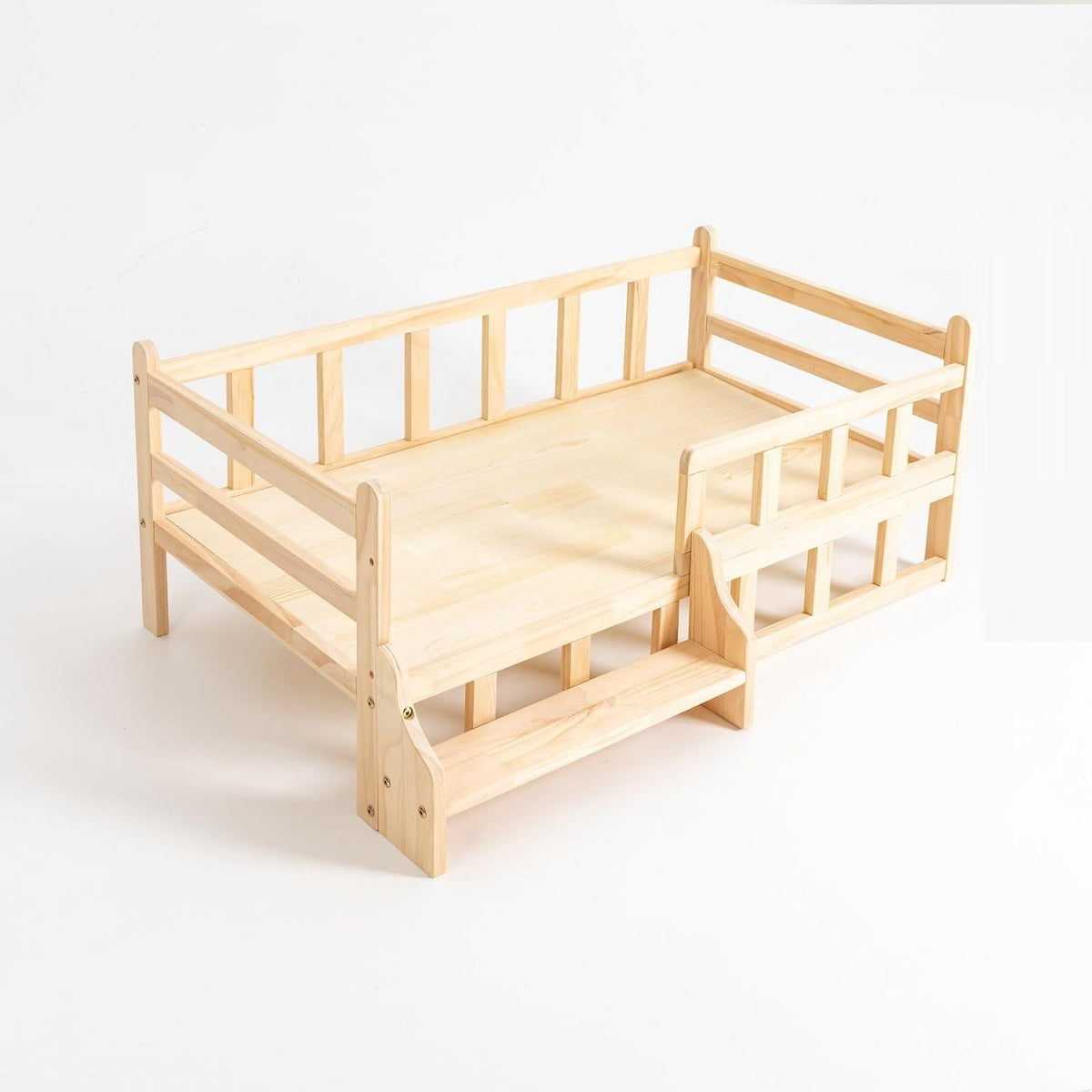 Wooden Pet Bed Elevated Dog Bed with Rails Solid Wood Cat Bed Frame Indoor Use Large - 37.8x22.1in