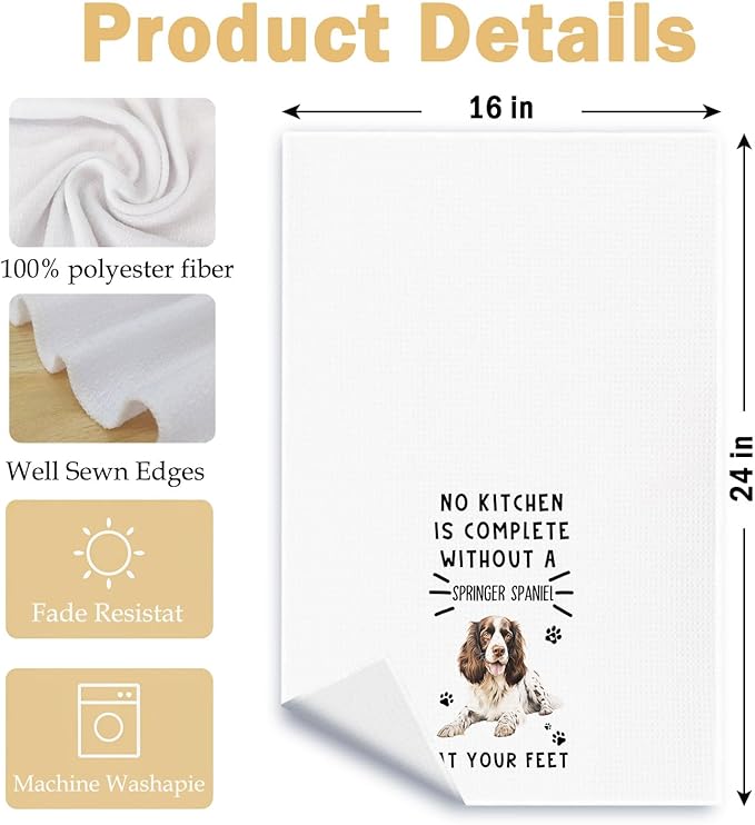 Funny Springer Spaniel Hand Towels for Kitchen Home Bathroom Decor, A Kitchen is Not Complete Without A Springer Spaniel Dish Towel, Dog Lovers Gift, 16×24 Inch