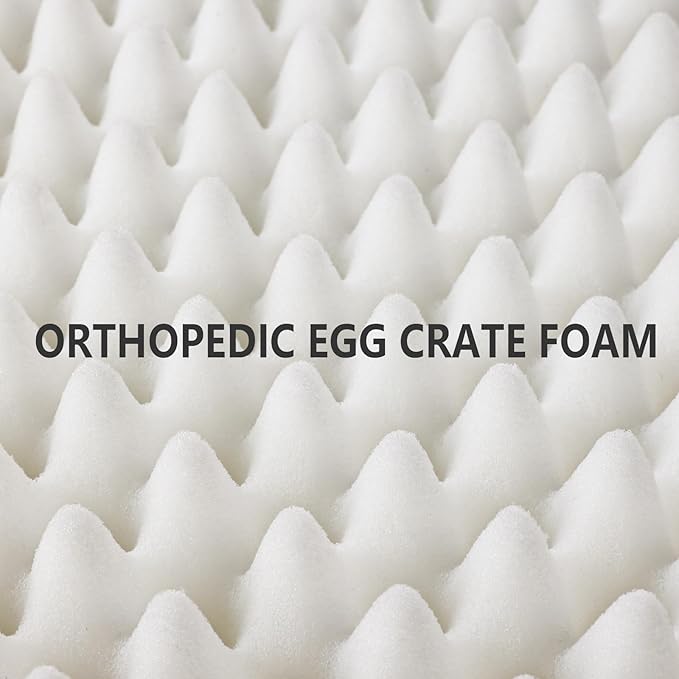 Patas Lague Orthopedic Jumbo Dog Bed for Large Sized Dog 56''X40'', Soft Waterproof Egg Crate Foam Large Pet Crate Beds Mat with Removable Washable Cover and Non-Slip Bottom, Ivory