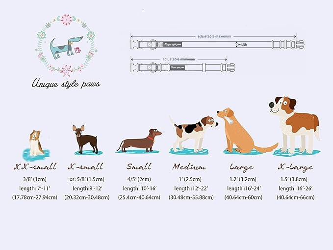 Unique style paws Dog Collar Metal Buckle Collar Gift for Small Medium Large Boys Girls Dogs, brown plaid