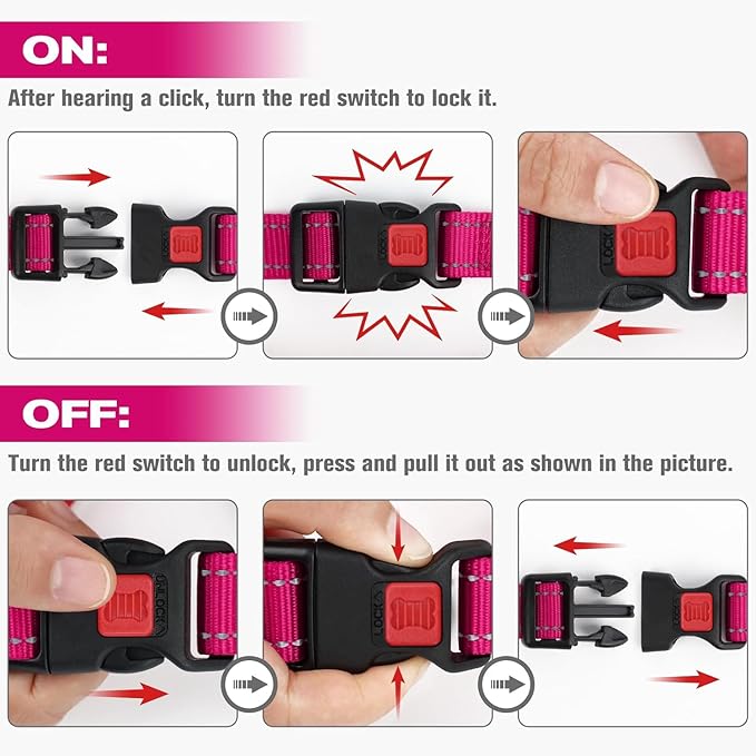 Joytale Martingale Collar for Dogs, Reflective Heavy Duty for Safety, Quick Release Buckle, Adjustable Nylon Collars for Medium Dogs Walking Training, Hotpink,M