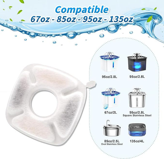 32 Pcs Cat Fountain Filters Replacement, Compatible with 95 oz/2.8 Liter Cat Fountain Filter