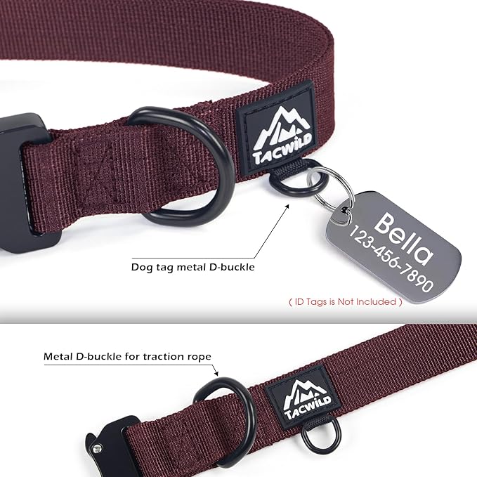 Dog Collars for Small Dogs Christmas Boy Girl- Adjustable, Chew Proof Nylon Collar with Metal Quick Release Buckle and D-Ring for Dog Tags (Burgundy, S)(not Included The Pendant)