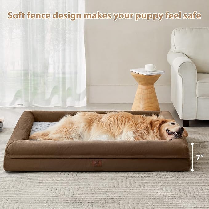 WNPETHOME XXL Extra Large Dog Bed, Washable Dog Couch with Removable Waterproof Cover, Orthopedic Large Pet Sofa Bed with Bolster Sides for Sleeping