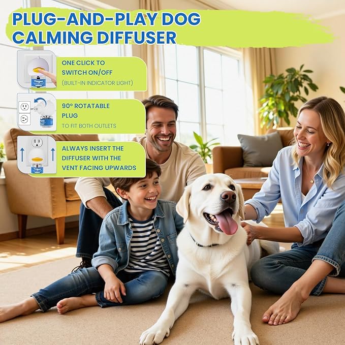 Dog Calming Diffuser, 4 in 1 Puppy Pheromones Calming Diffuser, Relaxing Pheromone for Dogs Relief Stress Anxiety Reduce Aggression Barking, Help Train Dog to Pee, 2 Diffuser 2 Refill(48ml)
