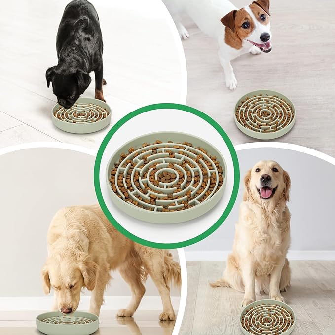 Slow Feeder Dog Bowls Silicone Maze Food Suction Bowl Feeders Pet Puzzle Lick Mat to Slow Down Eating for Medium Small Breed Size Dogs