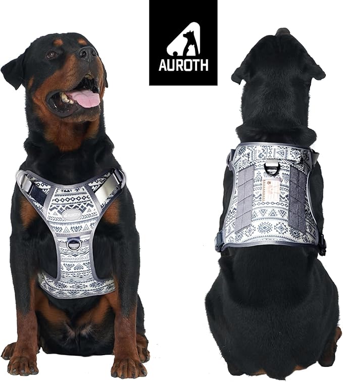 AUROTH Tactical Dog Harness for Large Dogs No Pull Adjustable Pet Harness Reflective K24 Working Training Easy Control Pet Vest Military Service Dog Harnesses