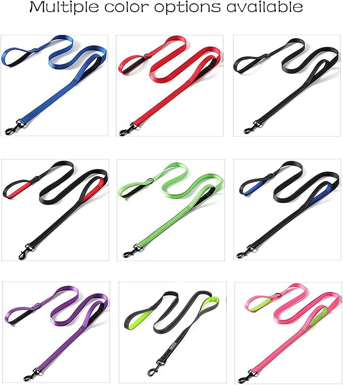 Heavy Duty Dog Leash - 2 Handles by Padded Traffic Handle for Extra Control, 6foot Long - Perfect for Medium to Large Dogs (6 ft, Black)