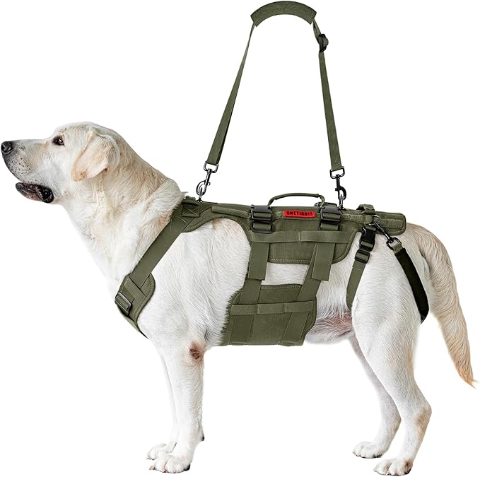 OneTigris Dog Lift Harness for Large Dogs, Dog Hip Support Brace, Full Body Lifter with Handles Invictus Multifunctional Mobility Assistance Vest for Back Legs (Green, Large)