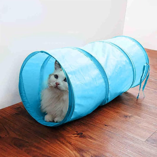 Foldable Spiral Cat Tunnel - Indoor Toy for Small Cats, Kittens, and Rabbits - Tube for Interactive Play and Outdoor Fun - Pet Toy 20" 3 Pcs (Black, Royal Blue, Sky Blue)