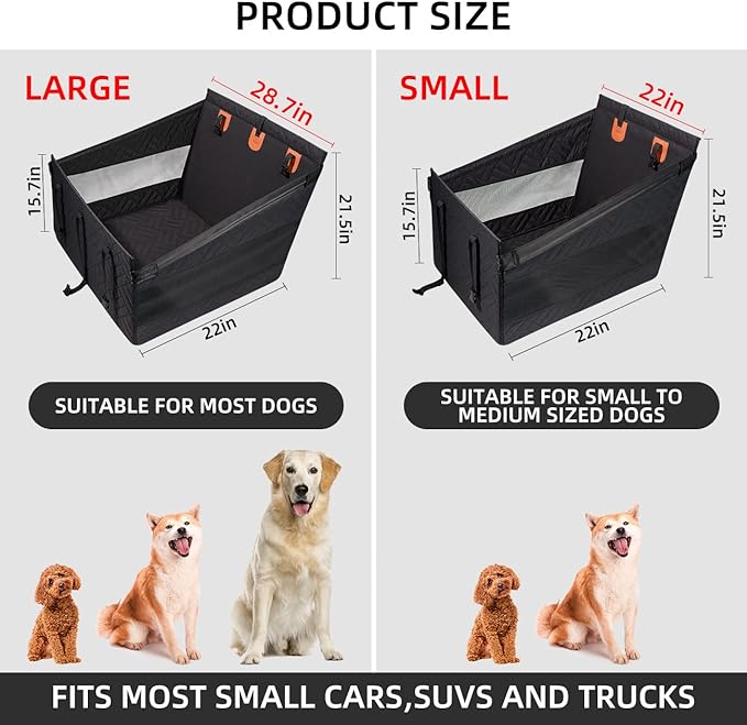 Medium Dog Car Seat,Back Seat Extender for Dogs,Waterproof Large Dog Seat Cover for Backseat, Pet Bed for Car Hammock(Grey-s)