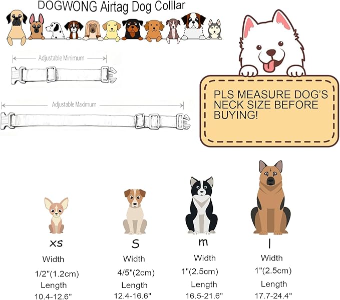 DOGWONG Airtag Cotton Hemp Dog Collar, Heavy-Duty Dog Collar with Airtag Holder Green Natural Fabric Pet Cute Puppy Necklace for Small Medium Large Dogs