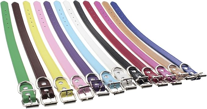TenCloud Pet Collar Set of 12 or 16 Adjustable ID Collars Leather for Puppy Medium Large Breed Dogs Neck 6''~18'' (L(Neck:13"~18"))