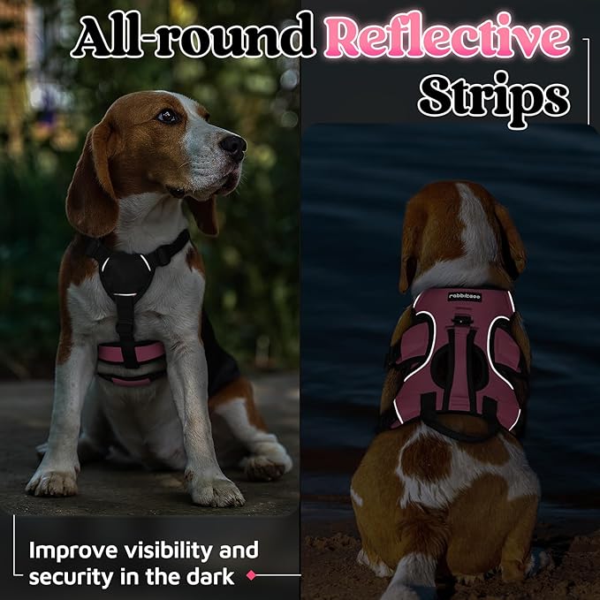 rabbitgoo Escape Proof Dog Harness Small Sized Dog, Soft Padded Full Body Pet Harness, Reflective Adjustable Vest with Lift Handle and Leash Clip for Walking Hiking Training, Light Pink, S