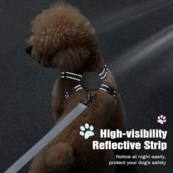 Pawaboo Small Dog Harness and Leash Set, Puppy Harness X-Frame No Pull No Choke, Dog Vest Harness Adjustable for Small Medium Sized Dogs, Soft Breathable Pet Harness for Walking Outing (S, Black)