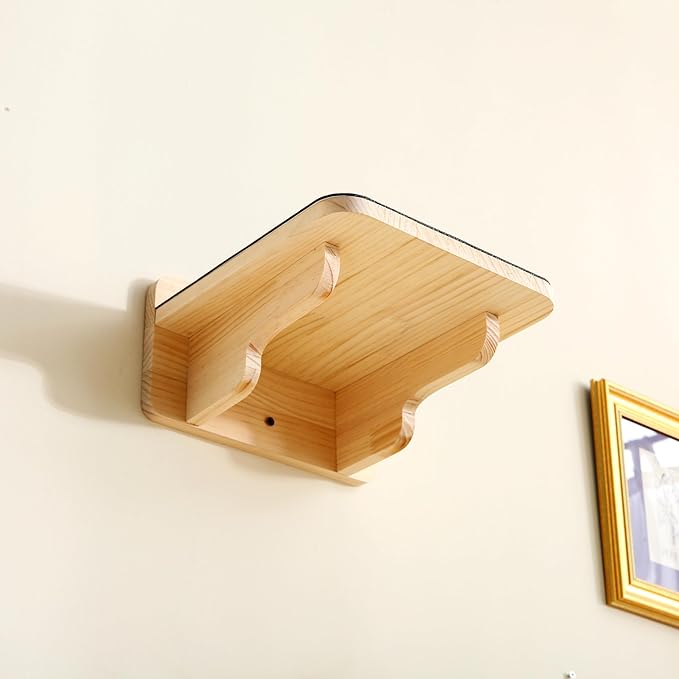 SHENGOCASE 9.8" x 9.8" Solid Wood Wall Mounted Large Cat Steps, Furniture, Shelves, Stairs, Perch