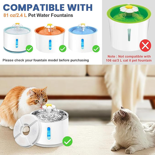 Cat Water Fountain Filter, 12 Pcs Replacement Cat Fountain Filters Dia is 5", 3-Filtration System Round Carbon Cats Filters Compatible with 81oz/2.4L Round Automatic Pet Fountain Water Dispenser