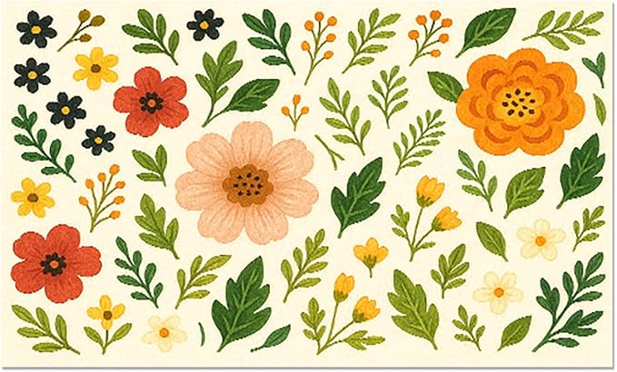 Trendy Flower Pattern Pet Feeding Mat Spill-Proof Feood Pad for Food and Water Bowls Non-Slip Placemat for Pet Areas Easy Clean Fast Dry Mat for Cats Kittens & Small Dogs 20" x 12"
