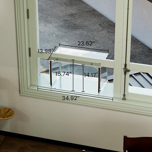 Sumerflos Acrylic Cat Window Perch Catio for Sunbathing, Napping, Overlooking, Eases Anxiety, Save Space, fit Vertical Windows 24" to 34" Wide