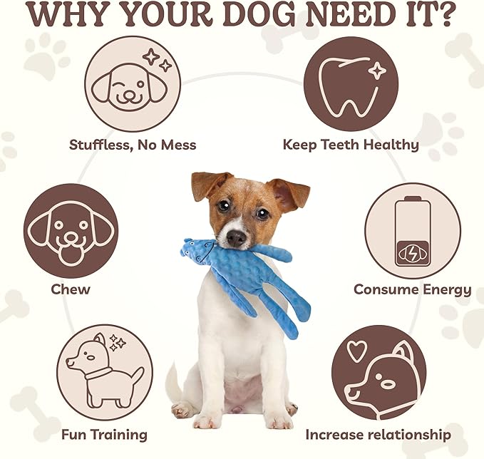 SHARLOVY No Stuffing Dog Toys Squeaky for Large Dogs, Crinkle Puppy Teething Toys to Keep Them Busy, Plush Interactive Doggie Long Lasting Chews for Aggressive Chewers