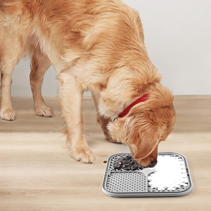 Coomazy Lick Mat for Dog and Cat, Slow Feeder & Non-Slip Design, Boredom and Anxiety Reducer, Suitable for Food, Treats, Yogurt, Peanut Butter and Liver Paste, Non-Toxic, 2-Packs