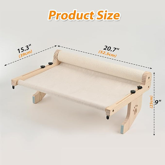 Cat Scratch Window Perch, Sturdy Cats Hammock for Window, Scratching Posts for Indoor Cats. Easy to Adjust Cat Bed for Windowsill, Bedside, Drawer and Cabinet. No Drilling Needed.