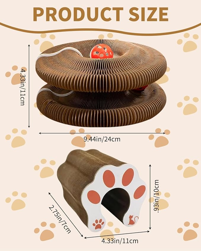 Cat Scratcher Board Toys,Interactive Magic Organ Bell Ball Track,Bored Kitty Indoor Cardboard Gifts,Round Pet Paw Scratch Pad,No Posts Puzzle Tree Tower Bed House,Circle Tunnel Nail File