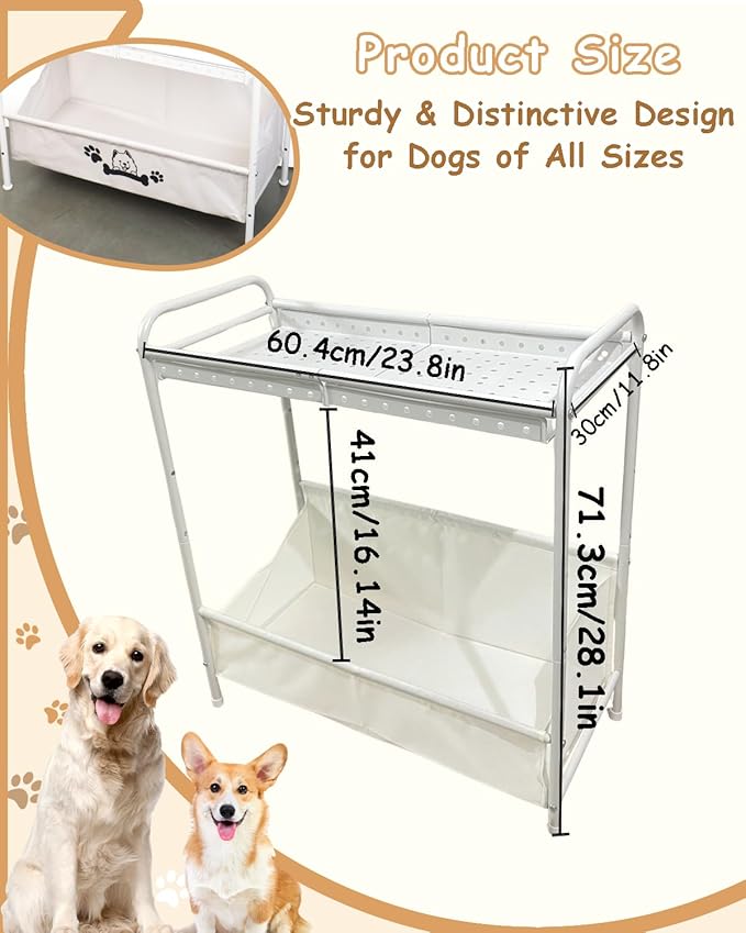 Large Dog Toy Basket,Dog Toy Bin with Storage Organizer,2-Tier Dogs Toys Box for Living Room,Dogs Cat Accessories Organizer,Durable Toys Holder Chest for Leashes
