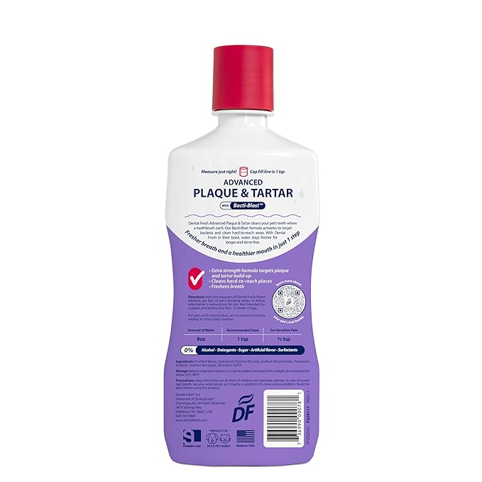Dental Fresh Plaque & Tartar Control Water Additive for Dogs & Cats – Helps Support Clean Teeth, Healthy Gums & Fresh Breath – Advanced Formula Oral Care, 17 fl oz