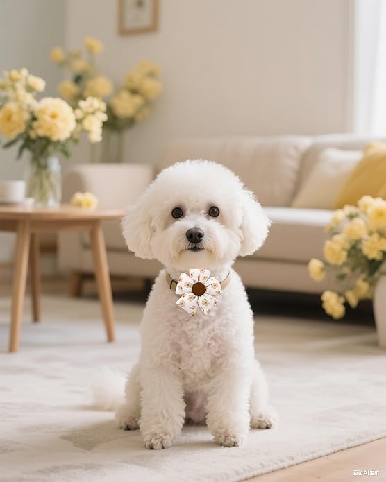 PET SHOW Valentines Small Dogs Flower Charms Slide Collar Accessories for Medium Large Dogs Cat Puppies Rabbit Pigs Collars Bows Grooming Supplies