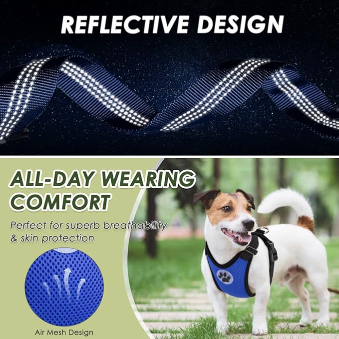 Lukovee Dog Seat Belt for Car, Adjustable Dog Car Harness for Large Medium Small Dogs, Soft Padded & Breathable Mesh Dog Seatbelt with Car Strap and Carabiner (Blue,M)