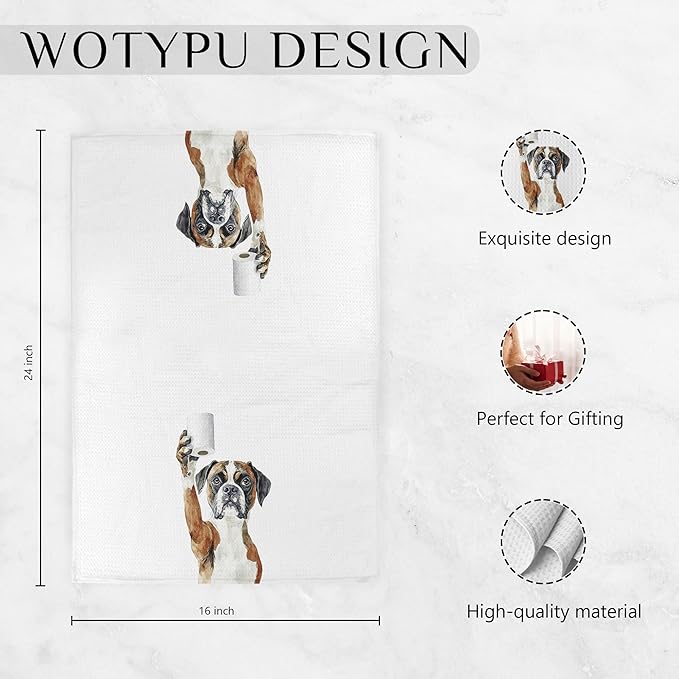 Funny Boxer Gifts Bathroom Hand Towels, Boxer Dog Lovers Gifts Decorative Hand Towels for Kids Guest Bathroom Washroom Half Bath, 16X24 Inch
